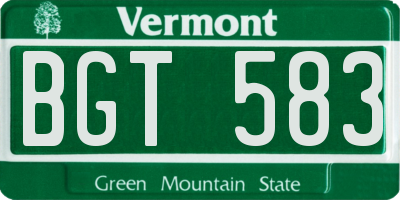 VT license plate BGT583