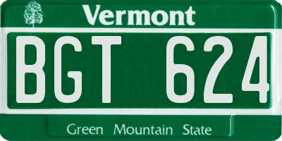 VT license plate BGT624