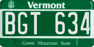VT license plate BGT634