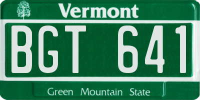VT license plate BGT641