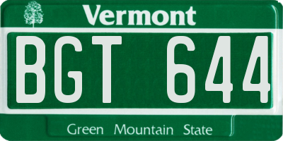 VT license plate BGT644
