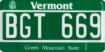 VT license plate BGT669