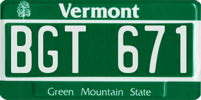 VT license plate BGT671