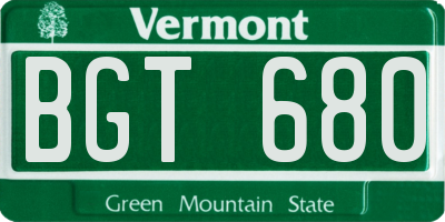 VT license plate BGT680