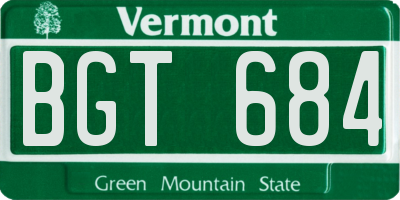 VT license plate BGT684