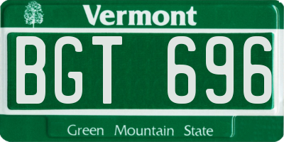 VT license plate BGT696
