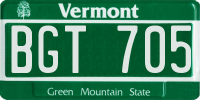 VT license plate BGT705