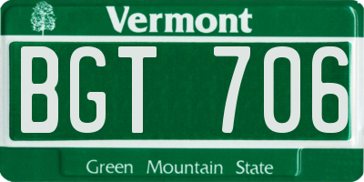 VT license plate BGT706