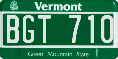 VT license plate BGT710