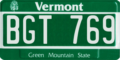 VT license plate BGT769