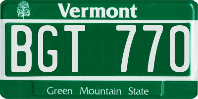 VT license plate BGT770