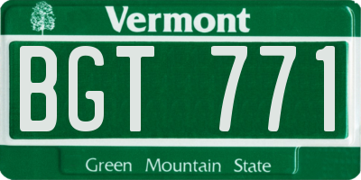VT license plate BGT771