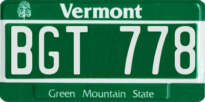 VT license plate BGT778