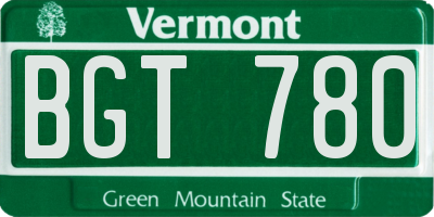 VT license plate BGT780