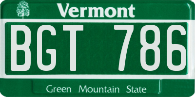 VT license plate BGT786