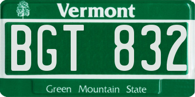 VT license plate BGT832