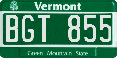 VT license plate BGT855