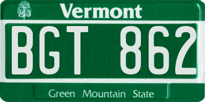 VT license plate BGT862