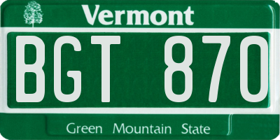VT license plate BGT870