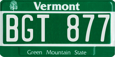 VT license plate BGT877