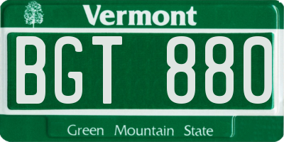 VT license plate BGT880