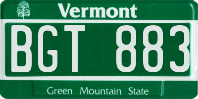 VT license plate BGT883