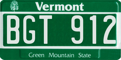 VT license plate BGT912