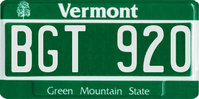VT license plate BGT920