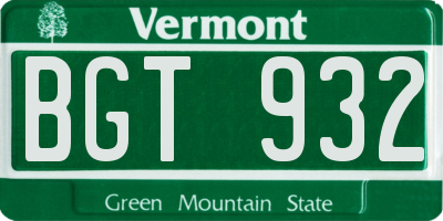 VT license plate BGT932