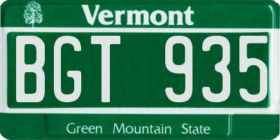 VT license plate BGT935