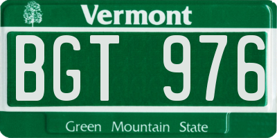VT license plate BGT976