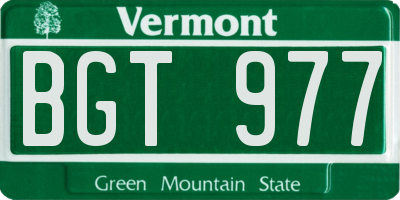 VT license plate BGT977