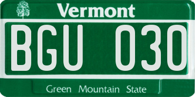 VT license plate BGU030