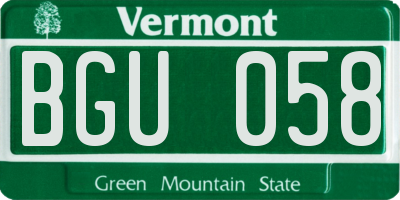 VT license plate BGU058