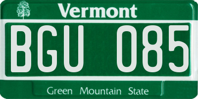 VT license plate BGU085