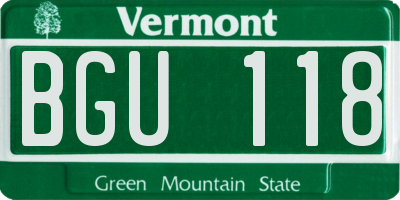 VT license plate BGU118
