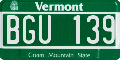 VT license plate BGU139