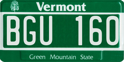 VT license plate BGU160