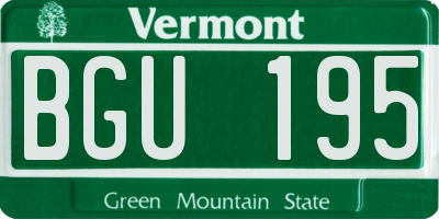 VT license plate BGU195