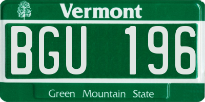 VT license plate BGU196