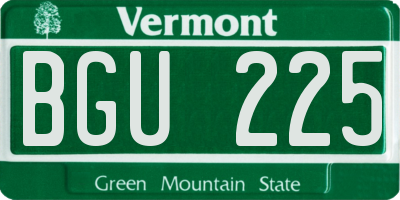 VT license plate BGU225