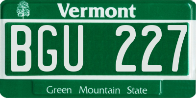 VT license plate BGU227