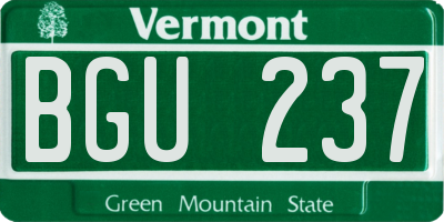 VT license plate BGU237