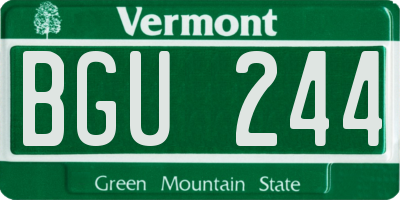 VT license plate BGU244
