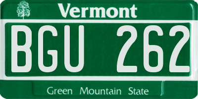 VT license plate BGU262