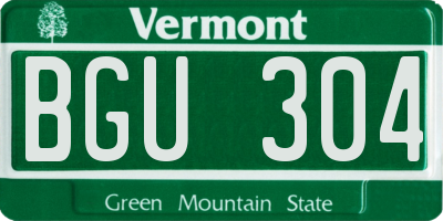 VT license plate BGU304