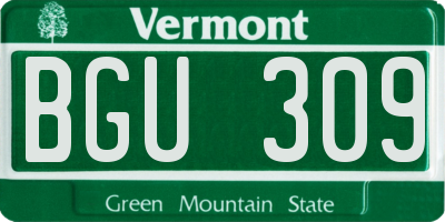 VT license plate BGU309