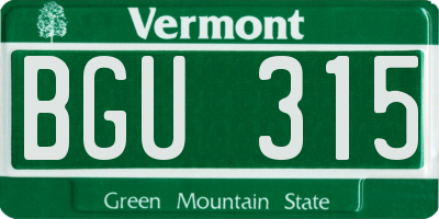VT license plate BGU315