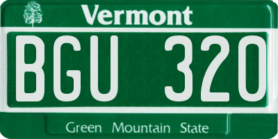 VT license plate BGU320