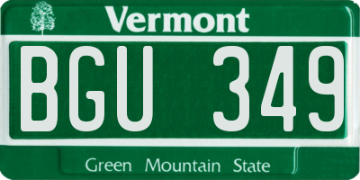 VT license plate BGU349